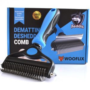 2-in-1 Dematting and Deshedding Brush for Dogs and Cats