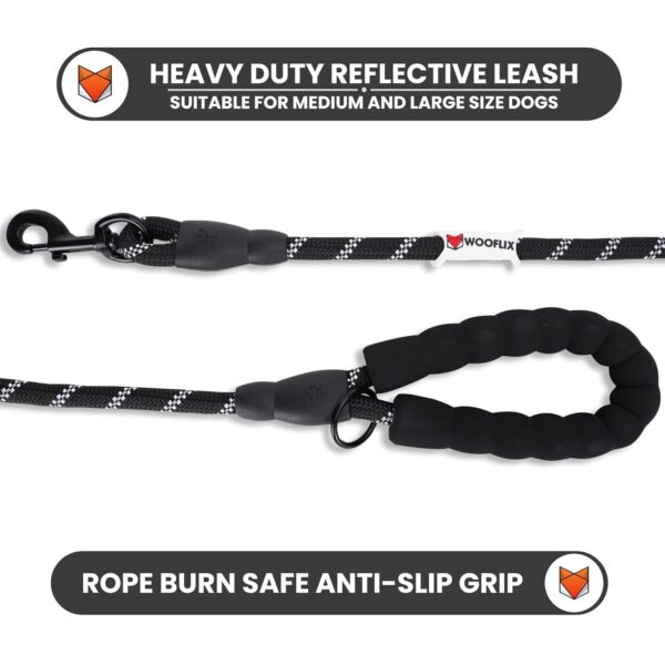 WOOFLIX Reflective Dog Leash And Collar Set for Medium, Large, and Extra Large Dogs | Dog Collar & Anti Slip Padded Handle Leash For Dogs