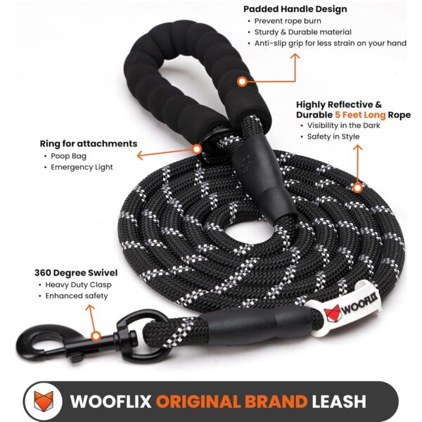 WOOFLIX Reflective Dog Leash And Collar Set for Medium, Large, and Extra Large Dogs | Dog Collar & Anti Slip Padded Handle Leash For Dogs